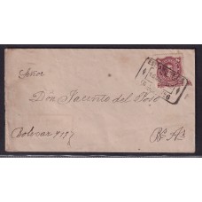 ARGENTINA 1882 CON MATASELLO ESTAFETA AMBULANTE DEL FERROCARRIL SUD N° 6 HERMOSA PIEZA
